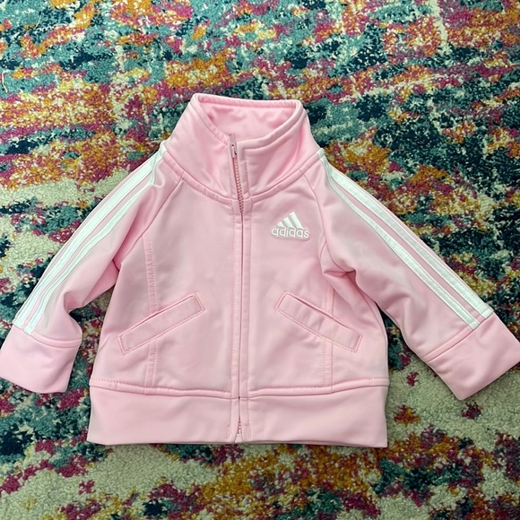 Adidas Baby Girl Pink & Gray Track Jacket - Picture 1 of 4